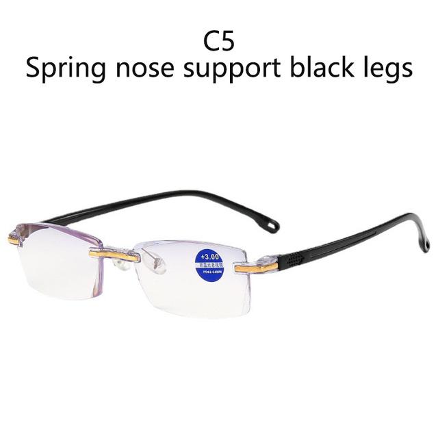 Dioptrien +1,0 +1,5 +2,0 +2,5 +3,5 +4,0 Rahmenlose Anti-Blaulicht-Lesebrille Damen Herren Damen Presbyopie Brillenfassungen
