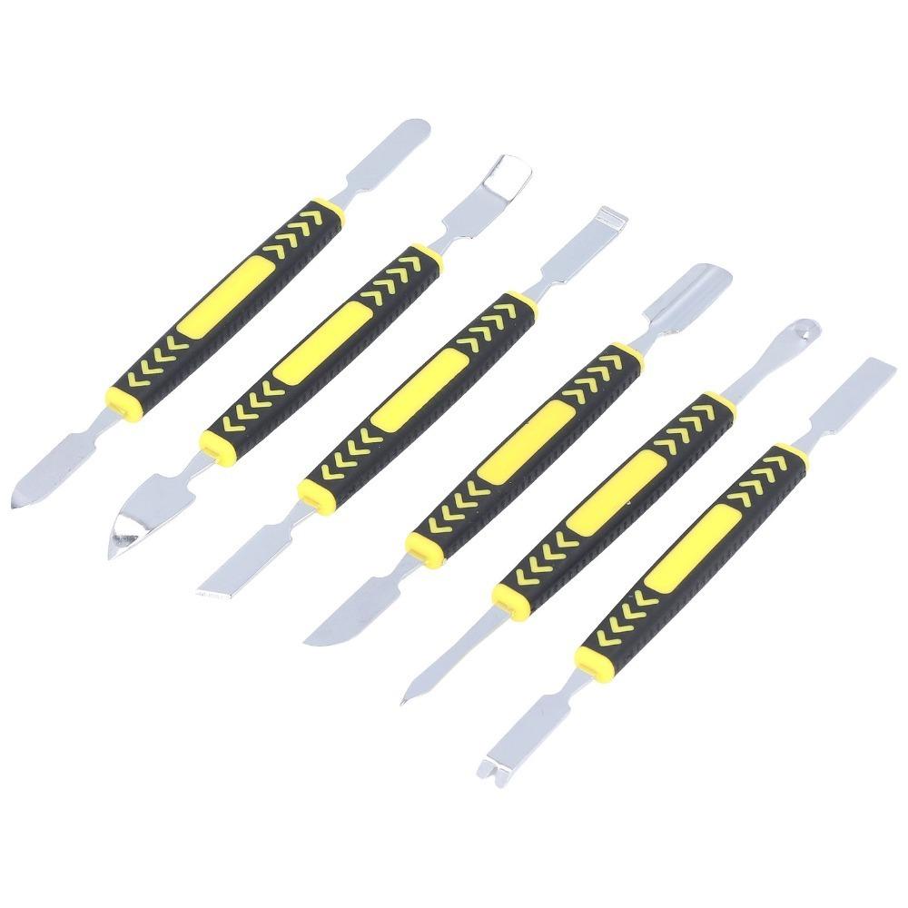 6 PCS Stainless Steel Metal Spudger Pry Bar Non-Slip Handle Double-Ended Electronics Repair Tool Kit Small