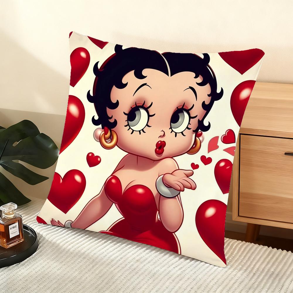 B-Betty B-Boop Cushion Cover Soft Short Plush Pillow Cover Smooth Cozy Texture Aesthetic Cushion Case Home Decor