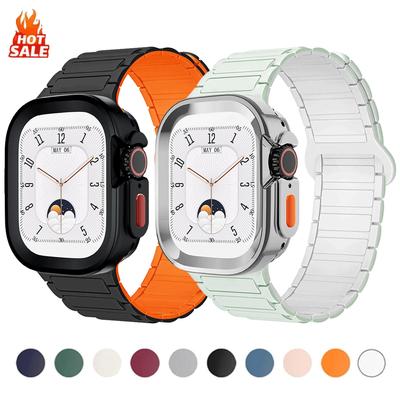 Magnetic Loop+silicone Case for Apple Watch 42mm 46mm 44mm 40mm 49mm 45mm 41mm iWatch Series 11 SE 3 Ultra 3 10 9 8 7 6 5 Strap