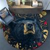 Black Bear Round Area Rug,Carpet Rug for Living Room Bedroom Sofa Playroom Decor,Non-slip Floor Mat