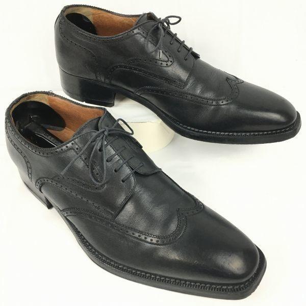 

a.testoni Made in Italy Wingtip Business Shoes Black Size 7G / 25.5cm Men s
