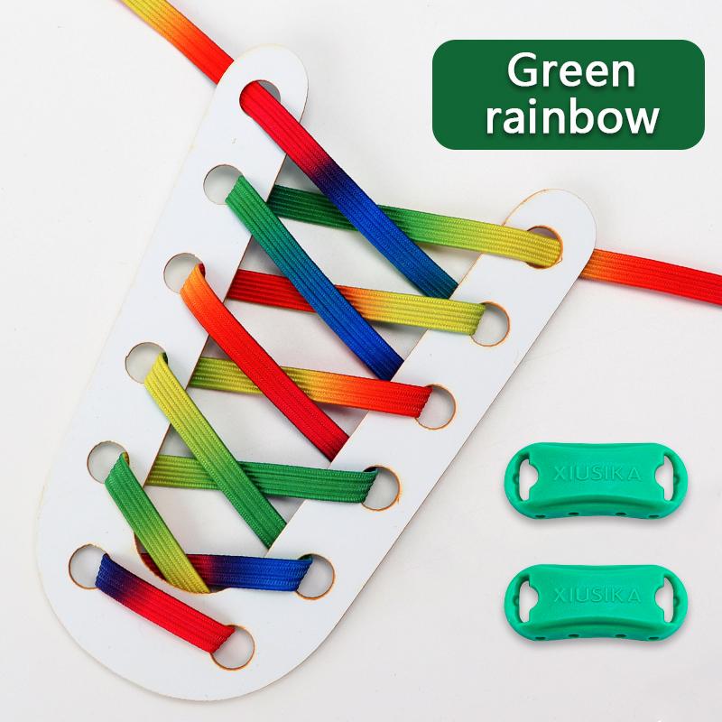 1Pair Glitter Shoelace Rainbow Elastic Laces Sneakers No Tie Shoelace Innovation Flat Shoe Laces Without Ties for Kid and Adult