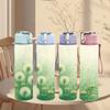1PC Soft Green Misty Wild Floral Print 750ml Color Plastic Sports Water Bottle Leakproof Flip Straw Lid Suitable for Sports Office Home Use