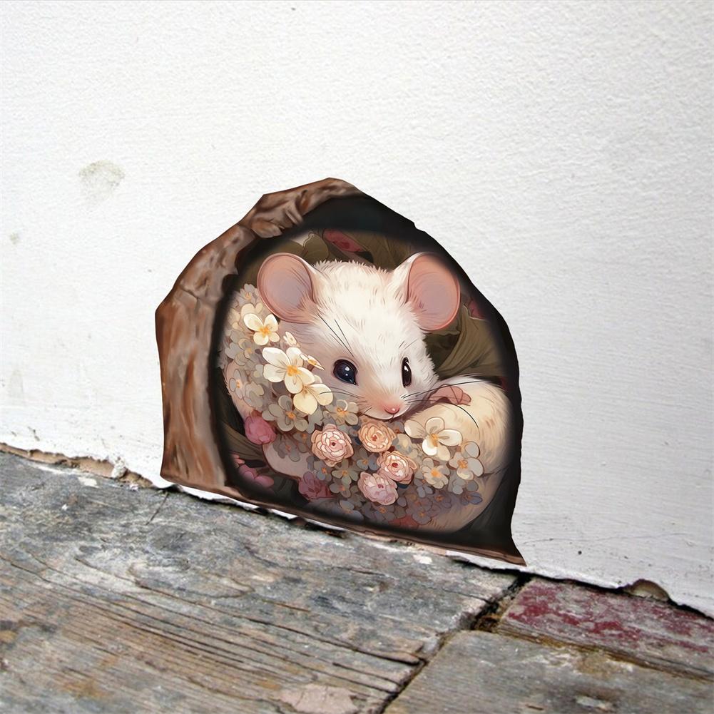 DIY Cartoon Funny Mouse Hole Wall Stickers Home Decoration Cute Animal Waterproof Decals Kid Bedroom Living Room Wallpaper Decor