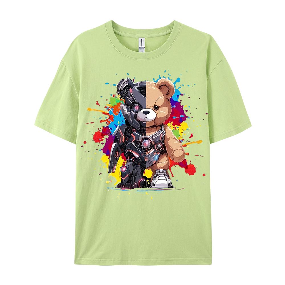 

Футболка с принтом Mech Warrior Bear для женщин, креативные повседневные футболки в стиле хип-хоп с коротким рукавом, базовые универсальные футболки Tide L