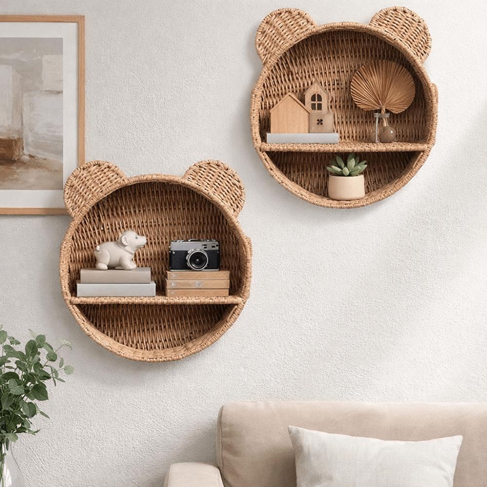 Handmade Imitation Rattan Storage Rack Cute Hanging Storage Basket  Kitchen