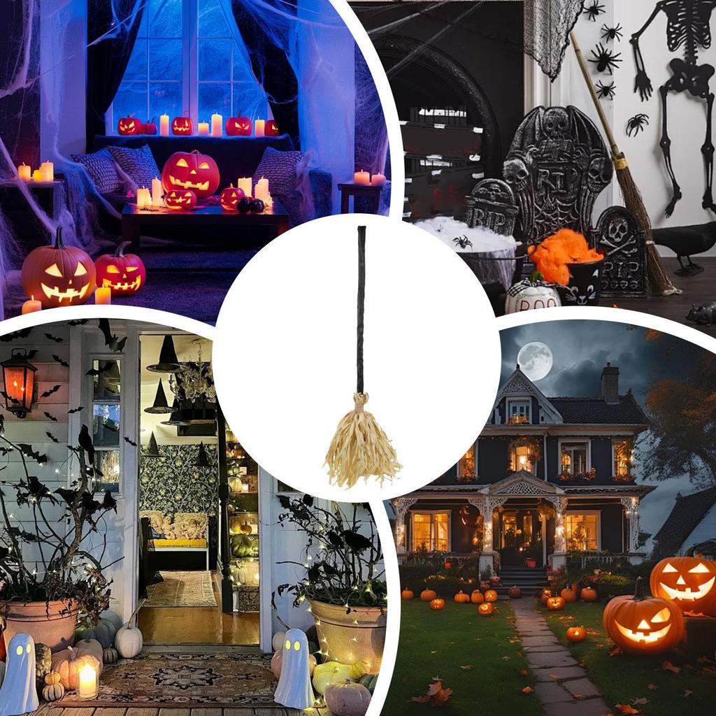 Halloweenowa Magiczna Miotła Straszna Świecąca Ruchoma Miotła Miotła Wiedźmy Rekwizyty Imprezowe Dekoracje Halloweenowe Z Dźwiękiem Światłem