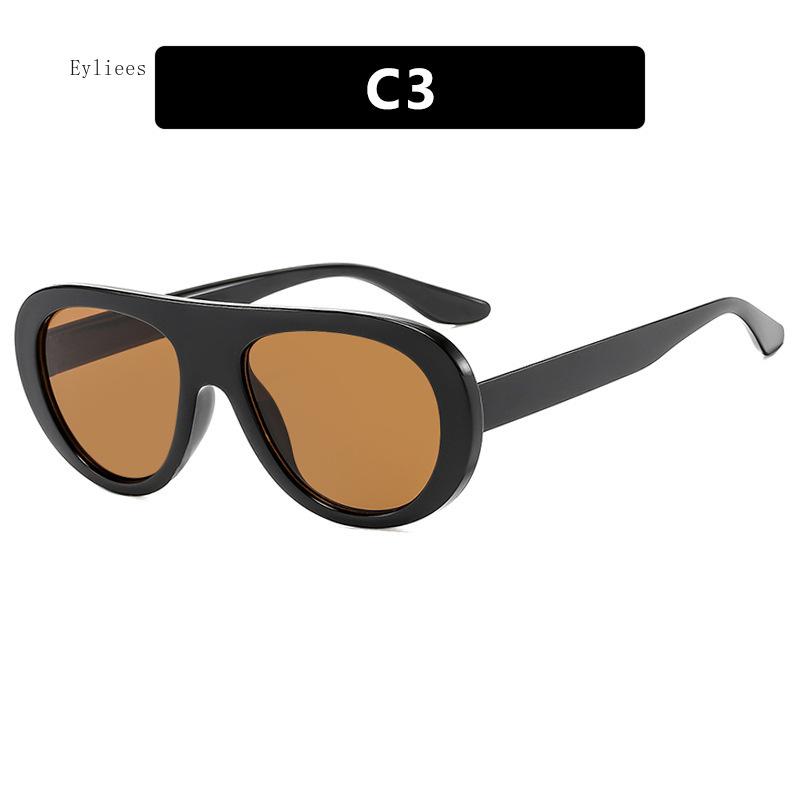 Retro Round Sunglasses for Women Men Vintage Oversized Pilot Frame Tea Color Lens UV400 Luxury  Trend Unisex Shades