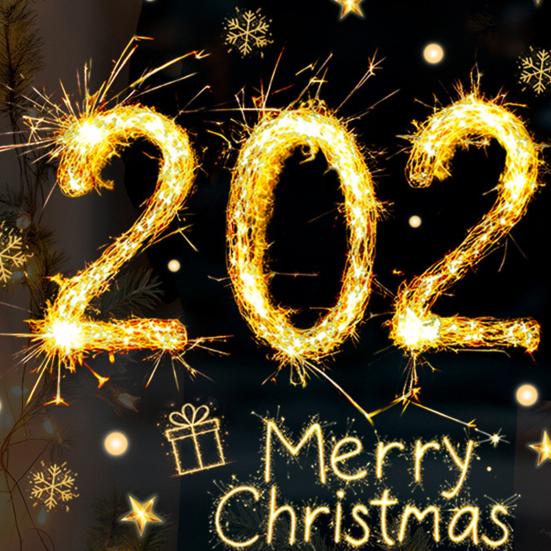 Christmas Glass Stickers 2026 Number Blessings Golden Flame Effect Waterproof Easy to Apply New Year Window Decals