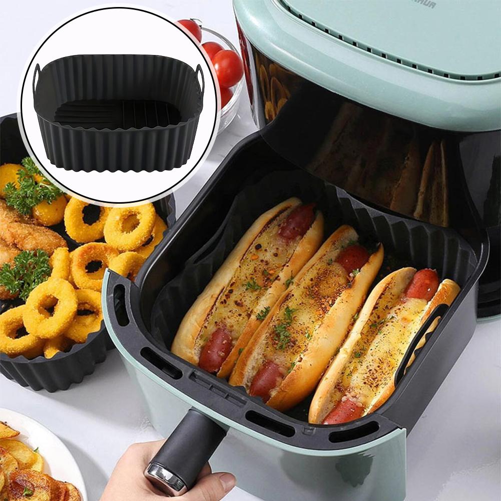 Reusable Silicone Air Fryer Liner Square 21cm Non-Stick Basket Mat for Healthy Cooking Easy Cleanup Oven Microwave Safe