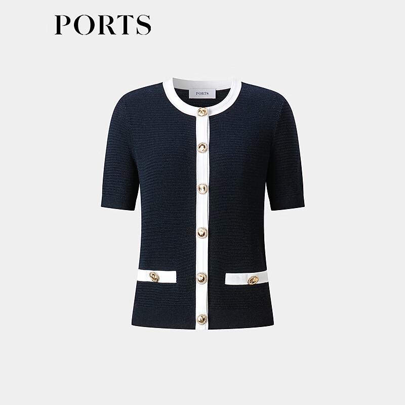 Ports Women's Contrast Edge Textured Short-Sleeve Knit Top