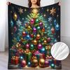 Christmas Tree & Gifts Print Flannel Blanket - Soft Warm All-Season Throw for Couch, Office, Camping - Machine Washable Holiday Gift for Friends, Fami