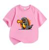 Cute Cartoon Dinosaur Fire Breath Print Kids T Shirt 100% Cotton Crew Neck Short Sleeve Tee for Boys Girls Casual Lightweight Soft Summer Daily Wear T