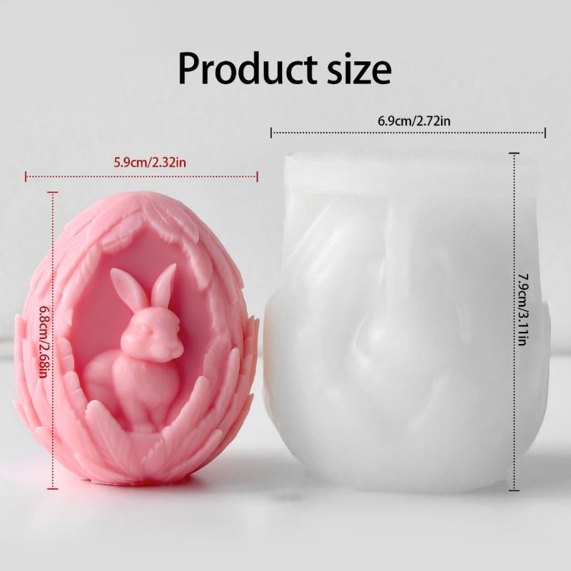 Easters Rabbits Silicone Candle Mould Flexible Demold Designs Food Grade Materials For Candle Soap Chocolate Crafting