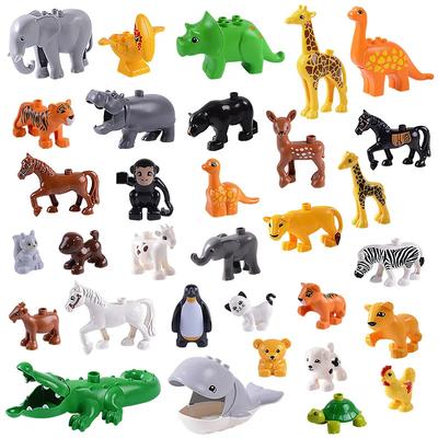 Grande Set di Blocchi da Costruzione Animale dello Zoo Dinosauro Creatura Marina Modellismo Cavallo Cane Gatto Pesce Compatibile con Blocchi Duplo