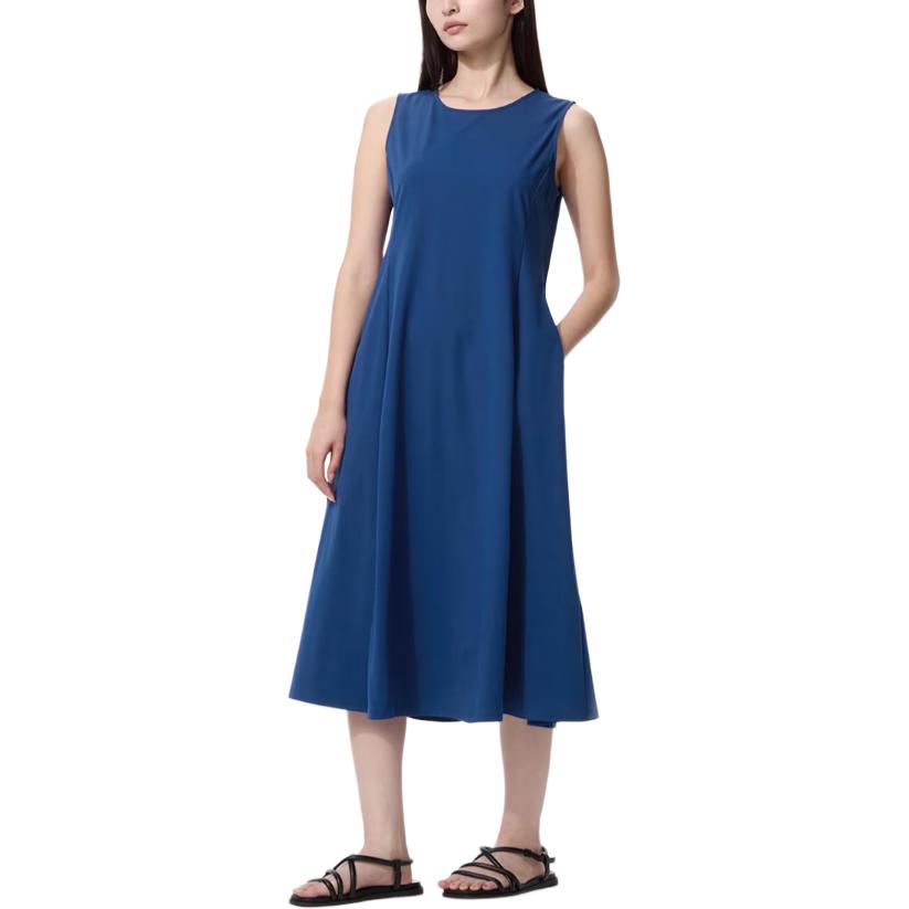 UNIQLO Solid Color Slim Fit Midi Sleeveless Dress Women dresses 484883-68