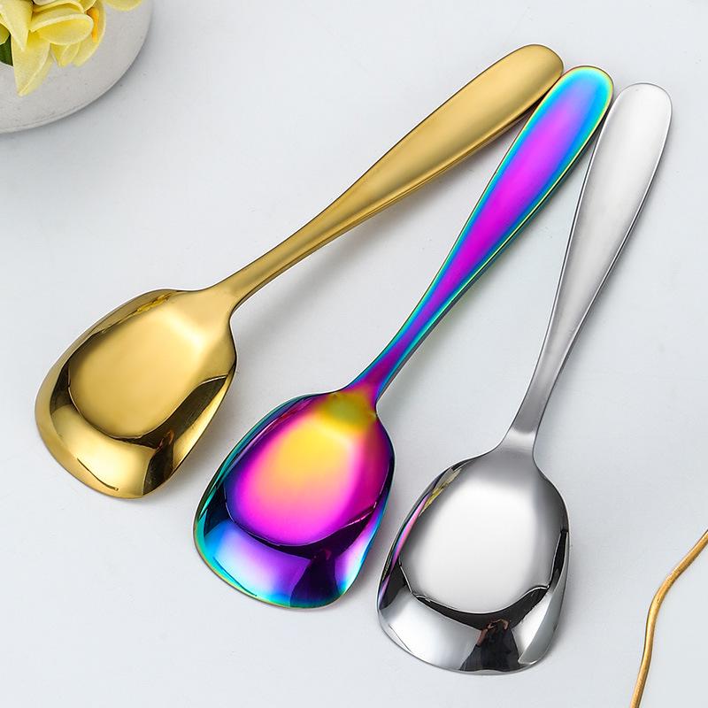 Nerezová dezertní a polévková lžíce - Dětská kuchyňská lžíce na jídlo a pití polévky, Čajová lžička, Západní styl
