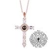 European & American Diamond-Studded Projection Necklace - Creative Cross Pendant