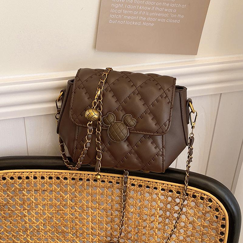 High-end Fashion Bag Women's 2023 New Autumn and Winter Niche Light Luxury Diamond Chain Bag Single Shoulder Oblique Span Small Square Bag