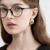 Elegant Gold & Silver Oval Egg-Shaped Stud Earrings: Niche Design with High-End Feel for Women