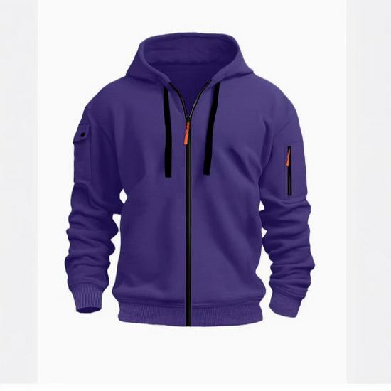 2024 Men's Multi-Pocket Embroidered Zip-Up Hoodie for Spring and Autumn