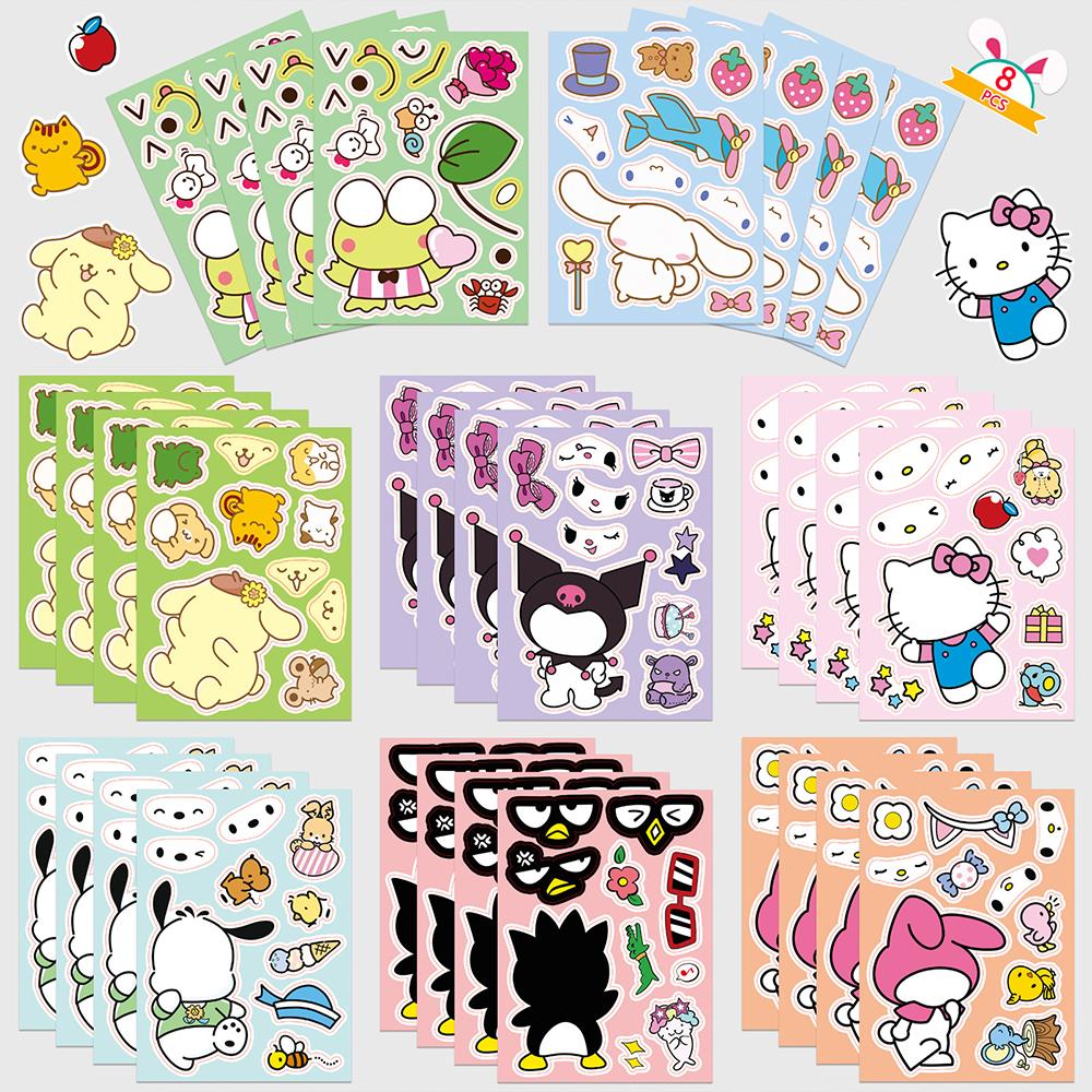 Kids 8Sheets/Set Make A Face Puzzle Sticker Cute Kawaii Anime Funny Children Assembly Jigsaw Diy Stickers Children Educational Toy