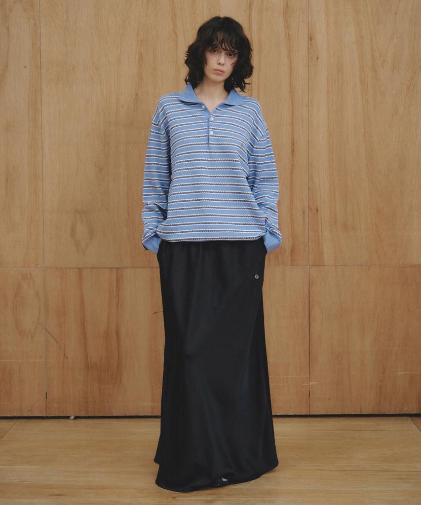 CITTA Soft Loop Stripe Collar Knit_Ctk265(Blue)
