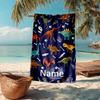 Custom Name Ultra-Soft Beach Towel with Dinosaur Theme,Ideal for Pool - Camping, Diving - Perfect Travel Essential, Vibrant Beach Towel.