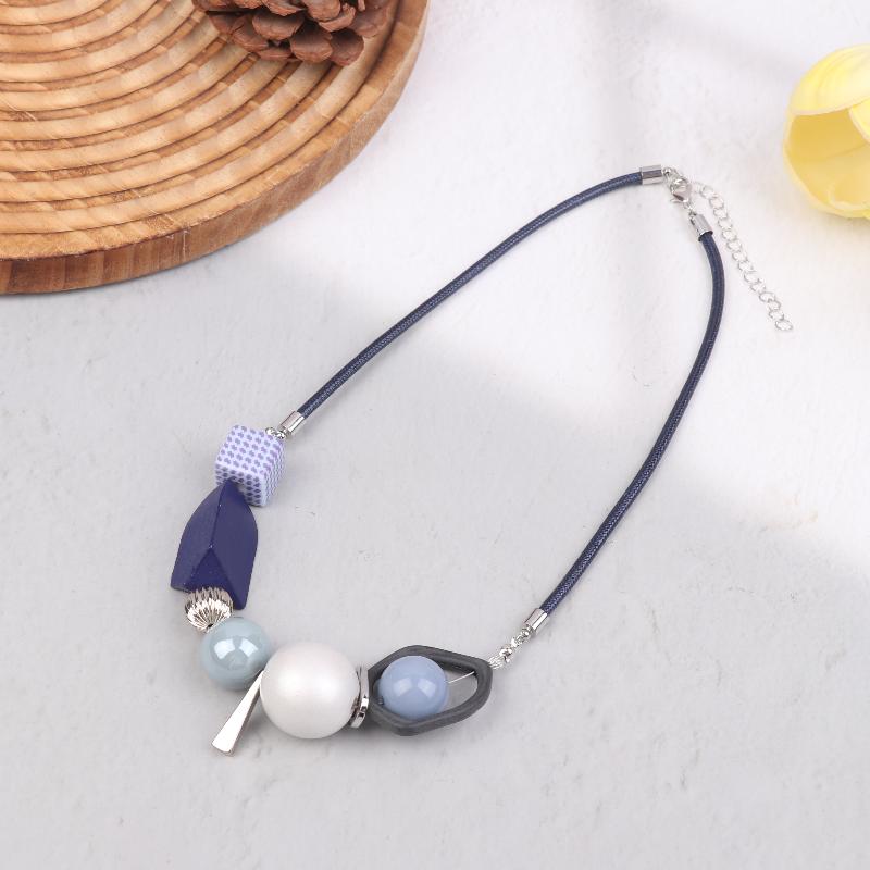 

Beaded Geometric Short Sweater Chain Women Light Luxury Personalized Versatile Necklaces Fashion Jewelry Gift синий