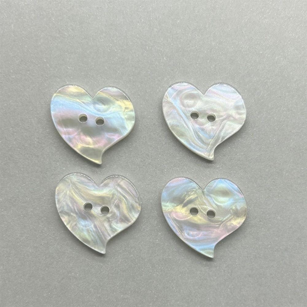 30pcs Mini Glossy Surface Heart Buttons Cute Creative Butterfly Buttons White 2 Holes Resin Buttons Clothing Coat