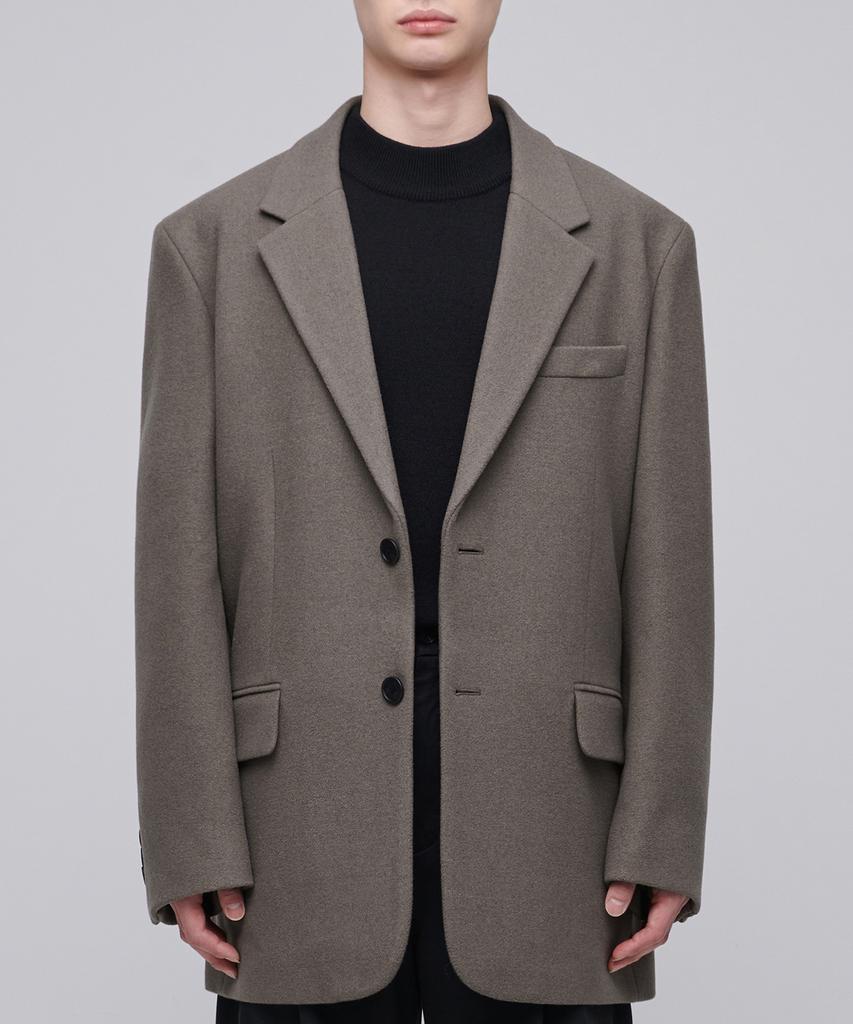 Musinsa Standard Wool Blend Melton Daddy Shoulder Oversized Blazer [Dusty Beige]