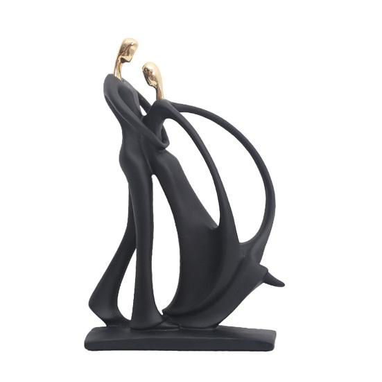Decorazione Musicale Nera Opaca Scultura di Musicista in Resina, Base Stabile Chitarra Astratta Sassofono Cantante Statuetta Artistica Statua, Decorazione a Tema Band,