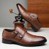 Britain New Fashion Gentleman Pointed Black Brown Business Casual Shoes For Men Monk Strap Loafers Formal Wedding Dress Footwear