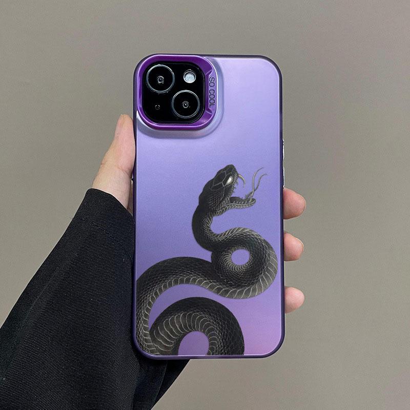

Крутой черный чехол-питон для iPhone 15 16 Pro Max 15 16 Plus 11 12 13 Mini 14 Pro Max Змея Разноцветный Серебристый Лазерный Задний Чехол iphone 13Mini