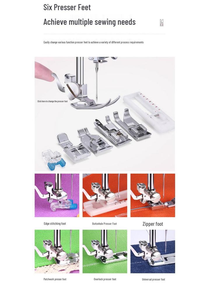 Compact Lockstitch Electric Sewing Machine with Foot Pedal - Multifunctional for Thick Fabrics