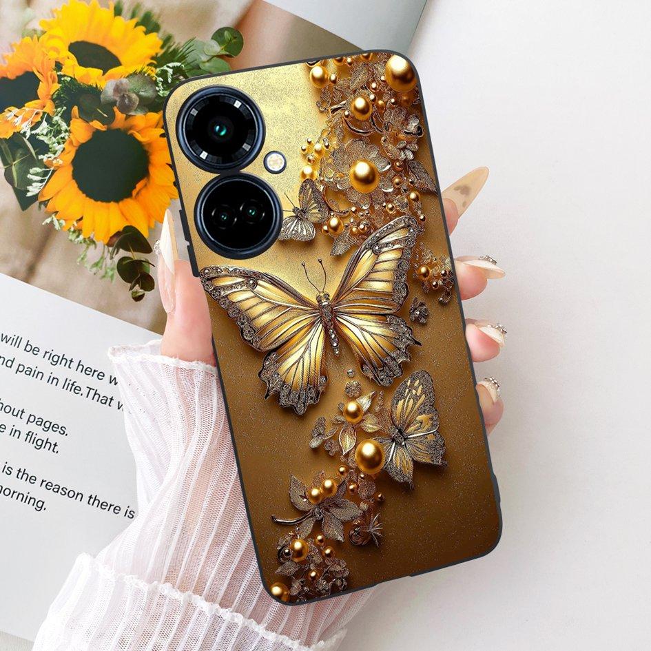 For Tecno Camon 19 Pro CI8 Case Camon19 Pro 5G CI7n Cover Pretty Butterfly Soft Silicone Black Cover For Tecno Camon 19 Neo Etui