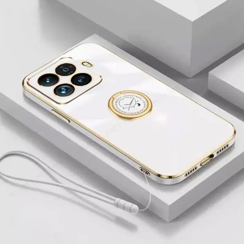 Glossy Plating Ring Holder Case for Xiaomi 17T 15T Pro Soft Silicone Lanyard Lens Protection Cover For XIAOMI MI17T Pro 15Tpro