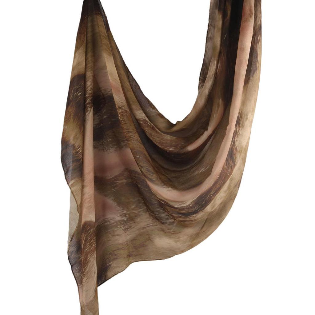 "Ethnic Watercolor Modal Cotton Shawl Satin Print Scarf for Women"