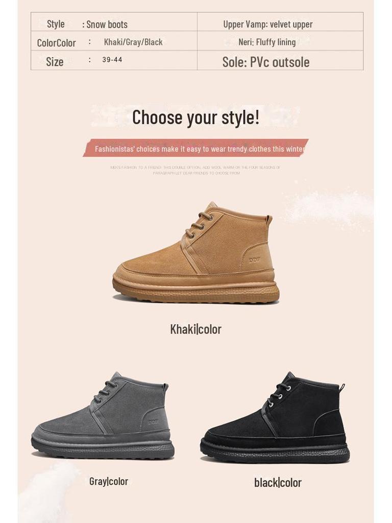 Men's High Top Non-Slip Snow Boots with Velvet Lining - Warm and Casual Winter Footwear
