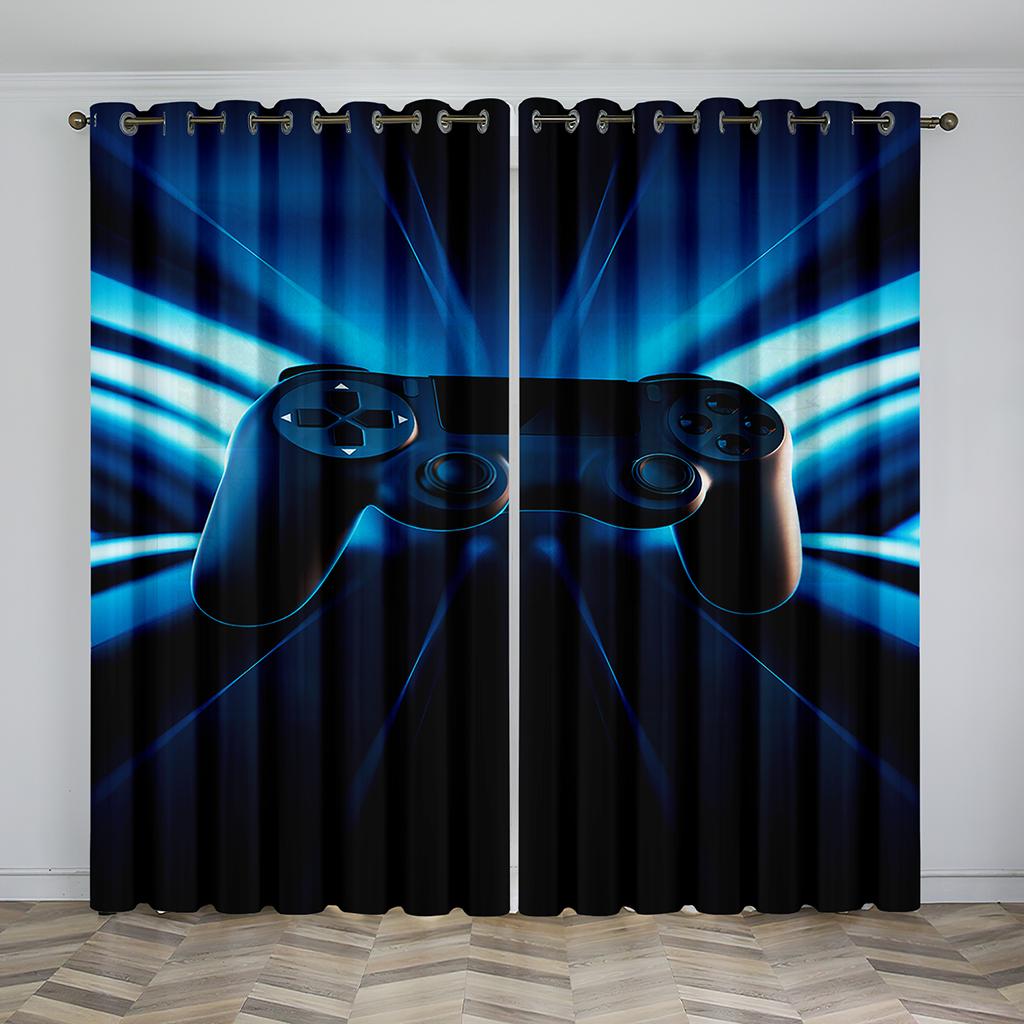 Dětské herní sluneční clony Závěsy Chlapecká herní rukojeť Tenké závěsy 2 panely Cool herní závěs Obývací pokoj Ložnice Domácí dekorace