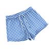 Women's Fashionable Loose-Fit Pajama Shorts With Fleece Plaid Print Casual Pants
