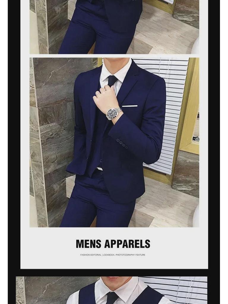 חליפת שלושה חלקים לגברים בגזרה צמודה, גזרה יומיומית ורשמית - מושלמת לחתונות, שושבינים ולאנשי מקצוע