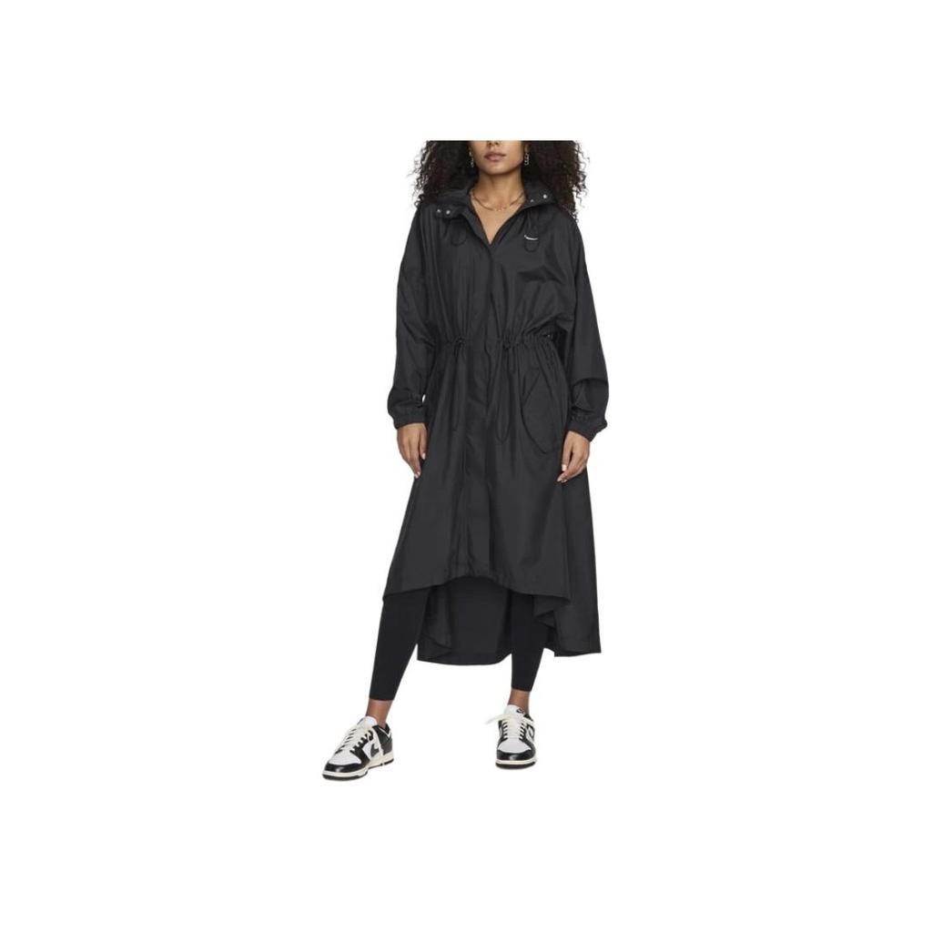 Nike Sportswear Essential Trench Coat Black/White Women Outerwear FN2843-010