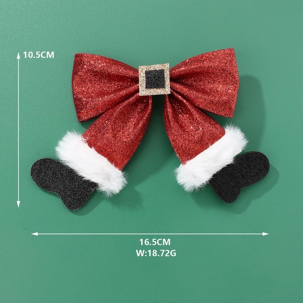 Red Socks Bow Sequin Side Clip Festive Women Barrette New New Year Hair Accessories Hair Ornament