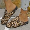 Fashion Leopard Print Mules Slippers Women 2025 Plus Size 35-42 Platform Clogs Shoes Woman Buckle Design Half Slippers Female