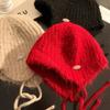 Winter hat women's fleece ear protectors knitted wool hat big head circumference headgear outdoor warmth