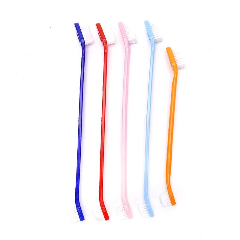 4Pcs Pet Cat Dog Tooth Finger Double Ended Brush Care for Pet Toothbrush 17CM Plastic Cat Toothbrushes Pet Toothbrushes