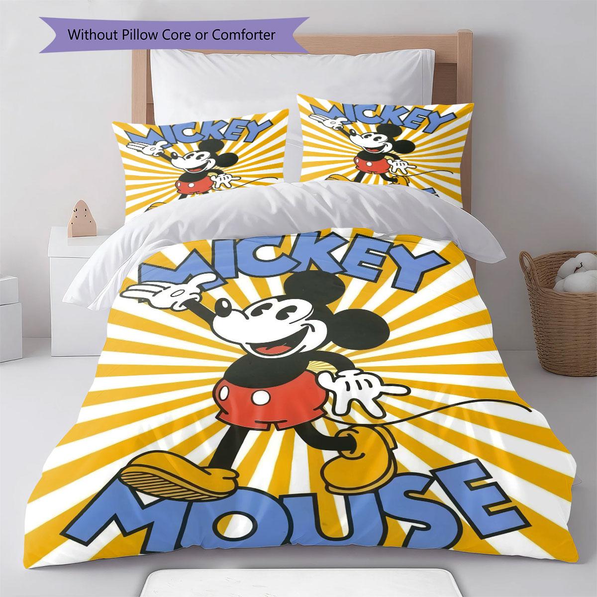 

Sweet and Heart-themed Mickey & Minnie Couple Patterns – The Perfect Choice for Decorating A Child s Bedroom. Warm Bedding Set. 135x200cm