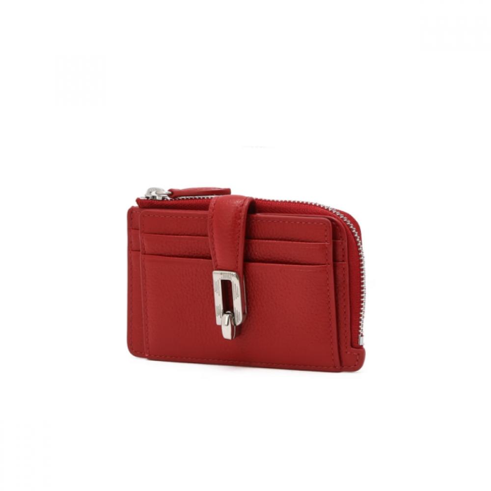 Daks Spin Cowhide Card Wallet Red Dcho6f531r2
